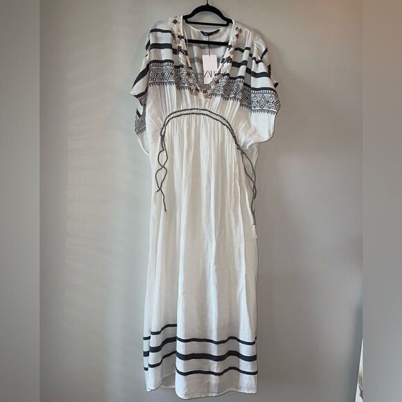 Zara BEADED KAFTAN DRESS Size M-L - Picture 11 of 12